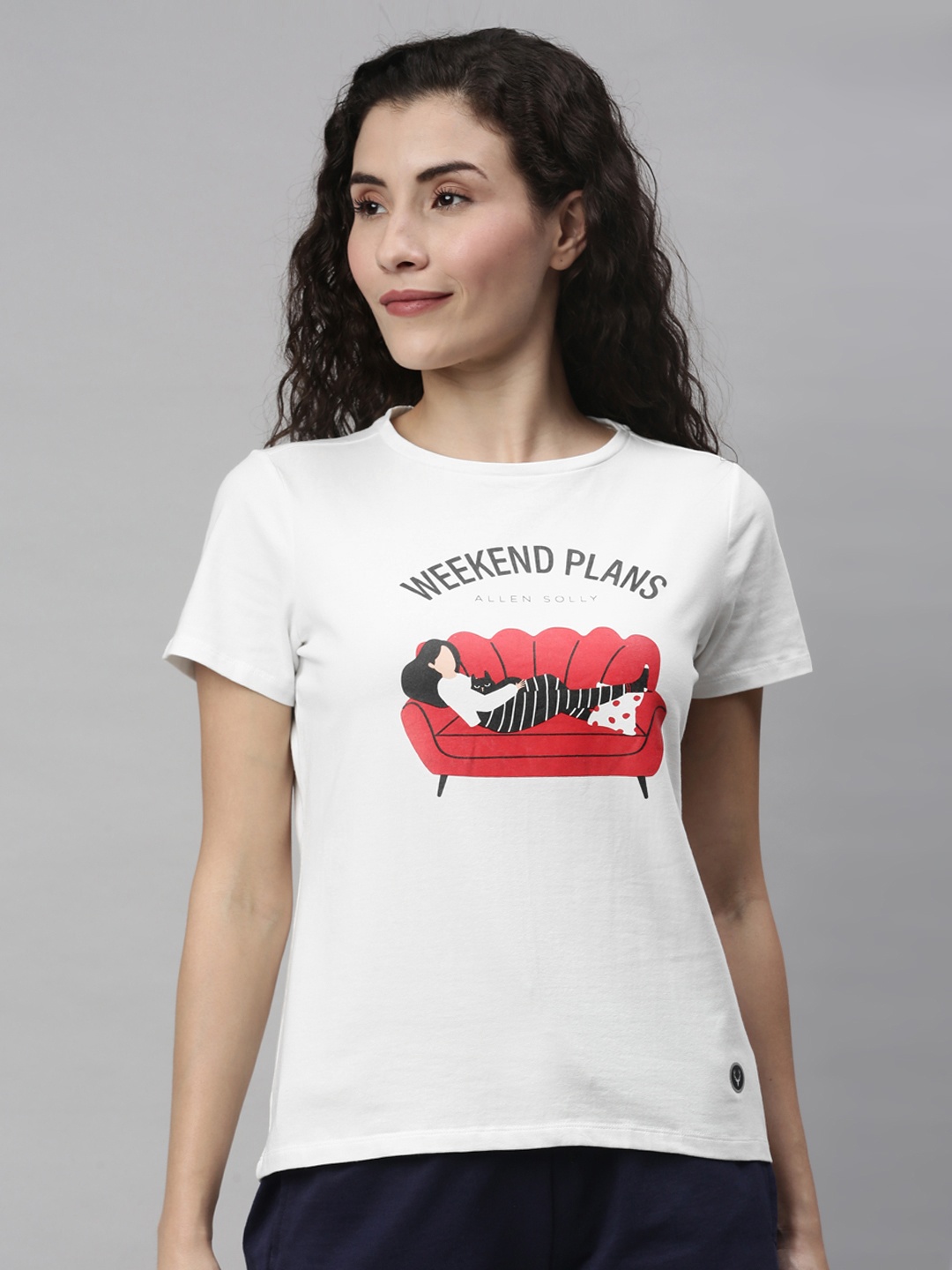 

Allen Solly Woman White Printed Round Neck Lounge T-shirt