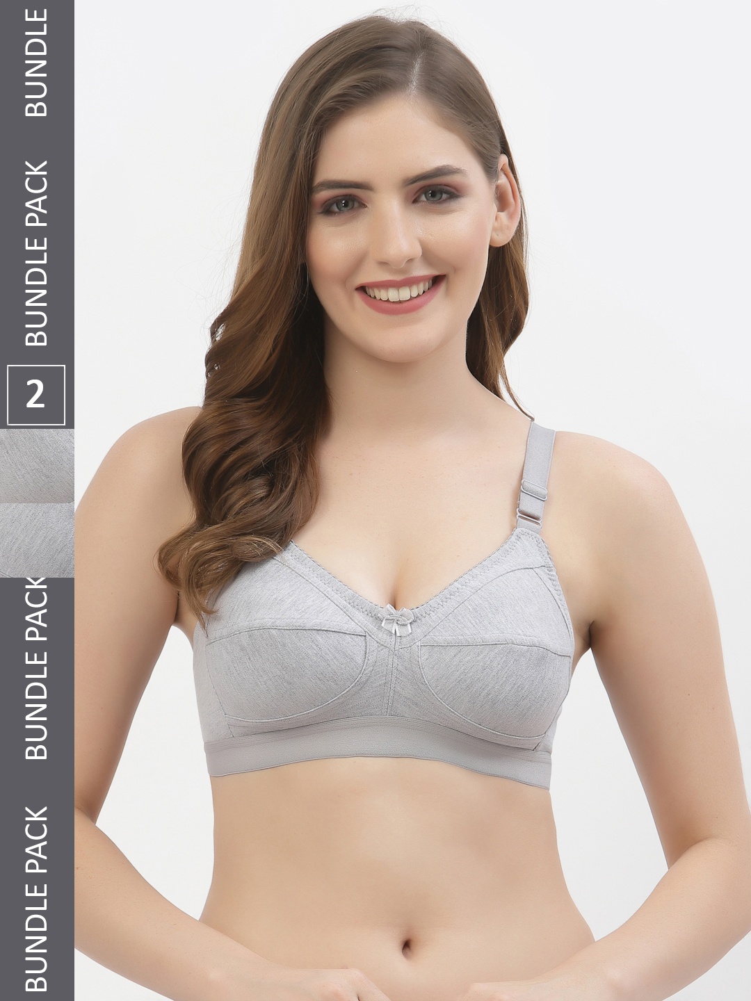 

Floret Pack of 2 Grey Melange Solid Non-Padded Everyday Bras T3061