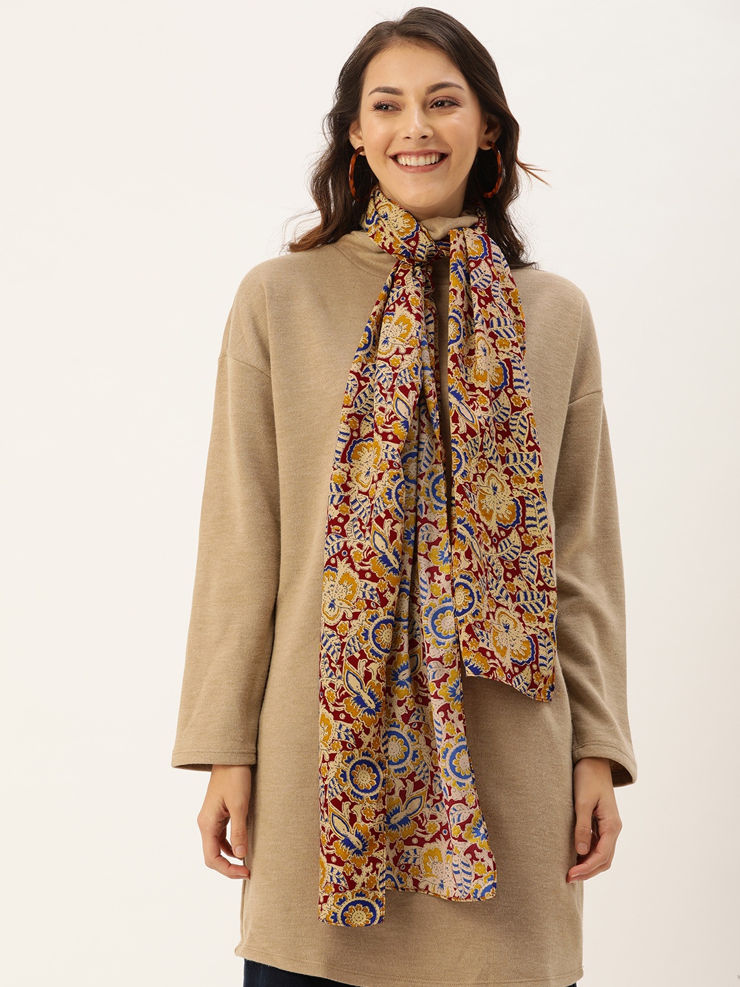 

DressBerry Women Beige & Red Printed Scarf