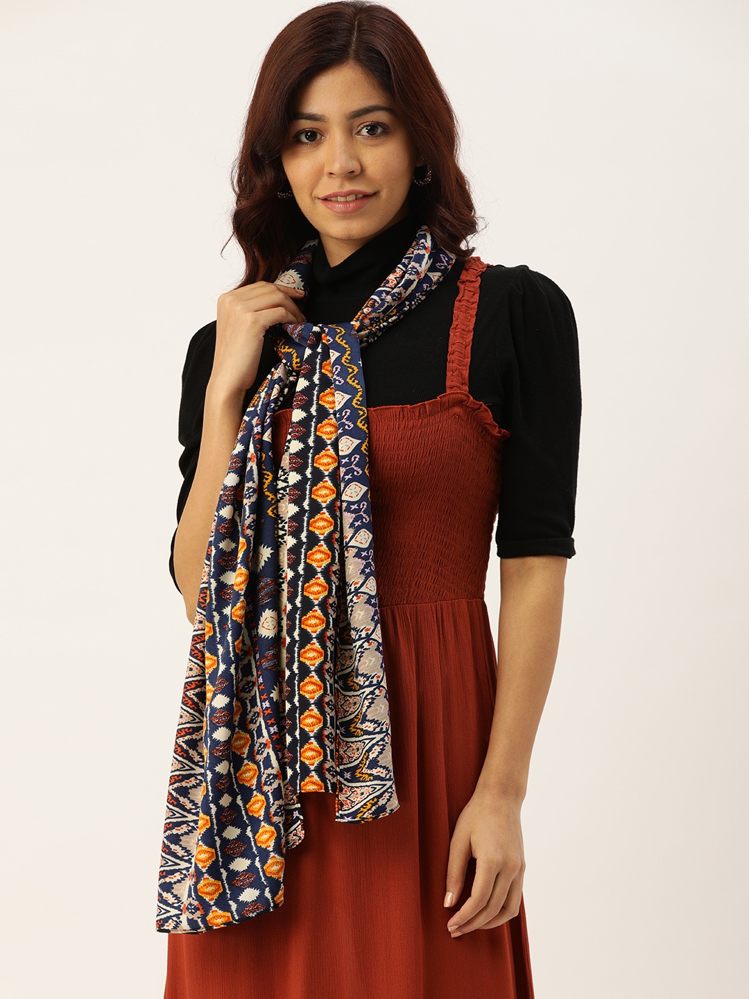 

DressBerry Women Blue & Multicoloured Printed Scarf