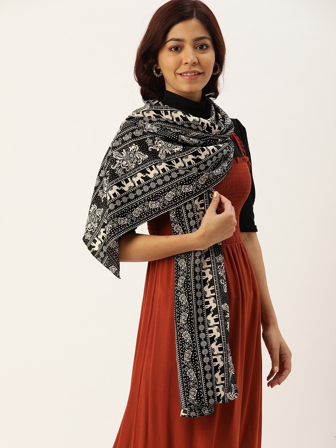 

DressBerry Women Black & Beige Printed Scarf