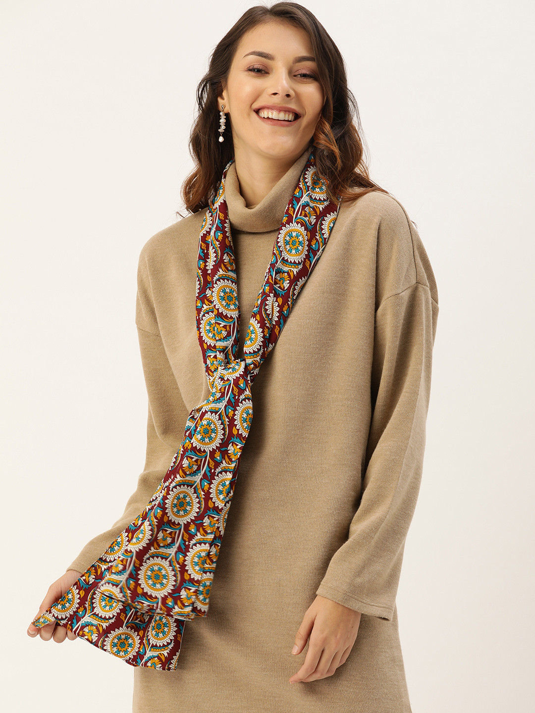 

DressBerry Women Red & Beige Printed Scarf