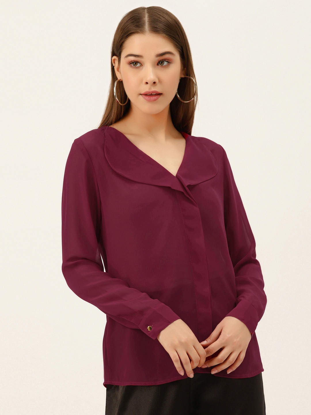 

Besiva Women Red Solid Regular Top