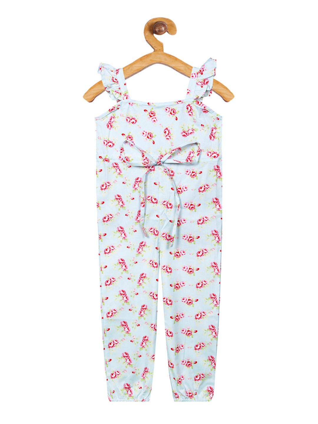 

Olele Girls Blue & Red Printed Basic Jumpsuit