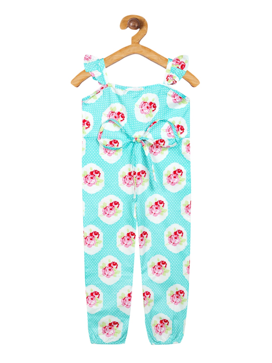 

Olele Girls Blue & Pink Printed Basic Jumpsuit