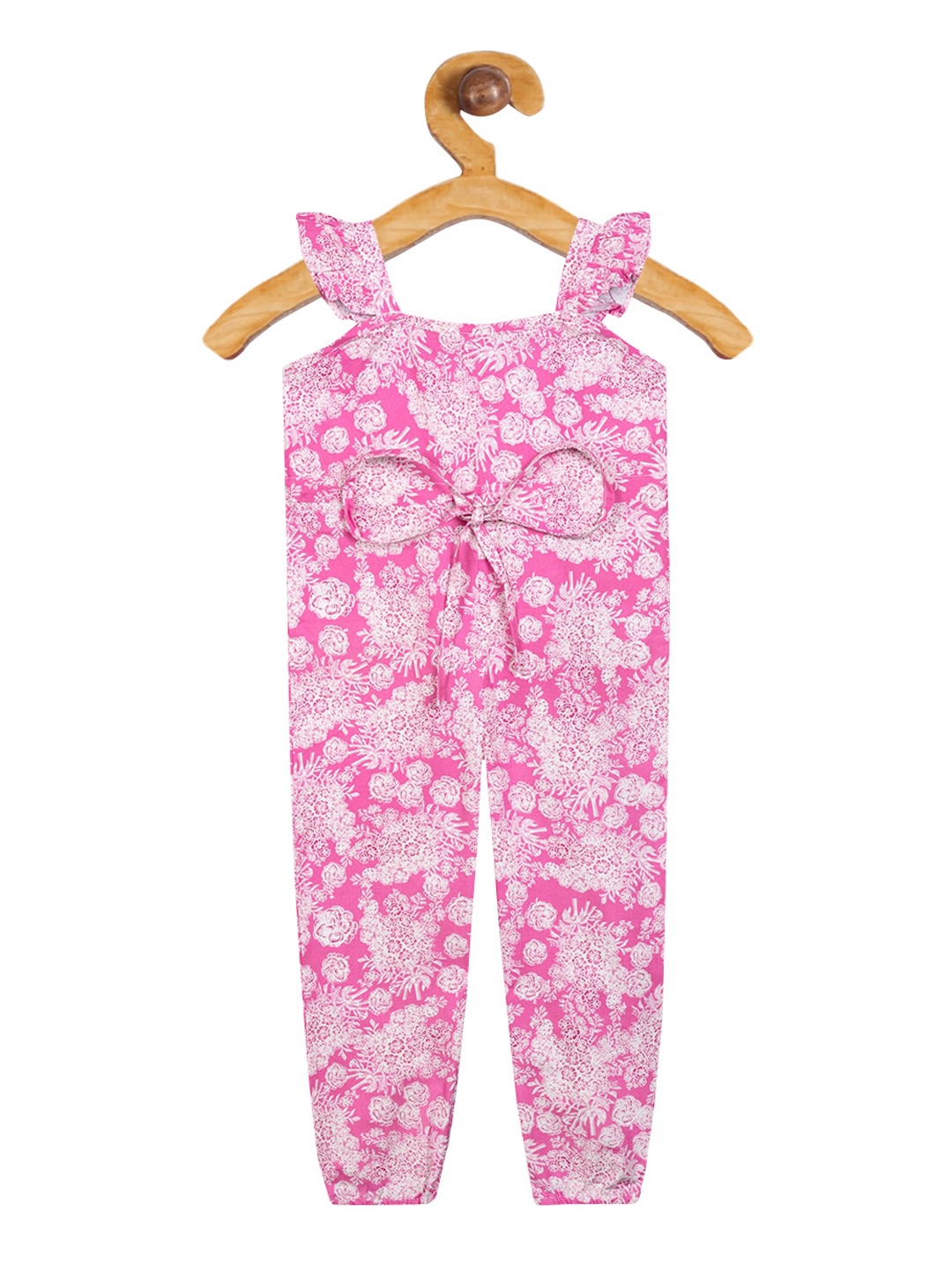 

Olele Girls Pink & White Printed Basic Jumpsuit