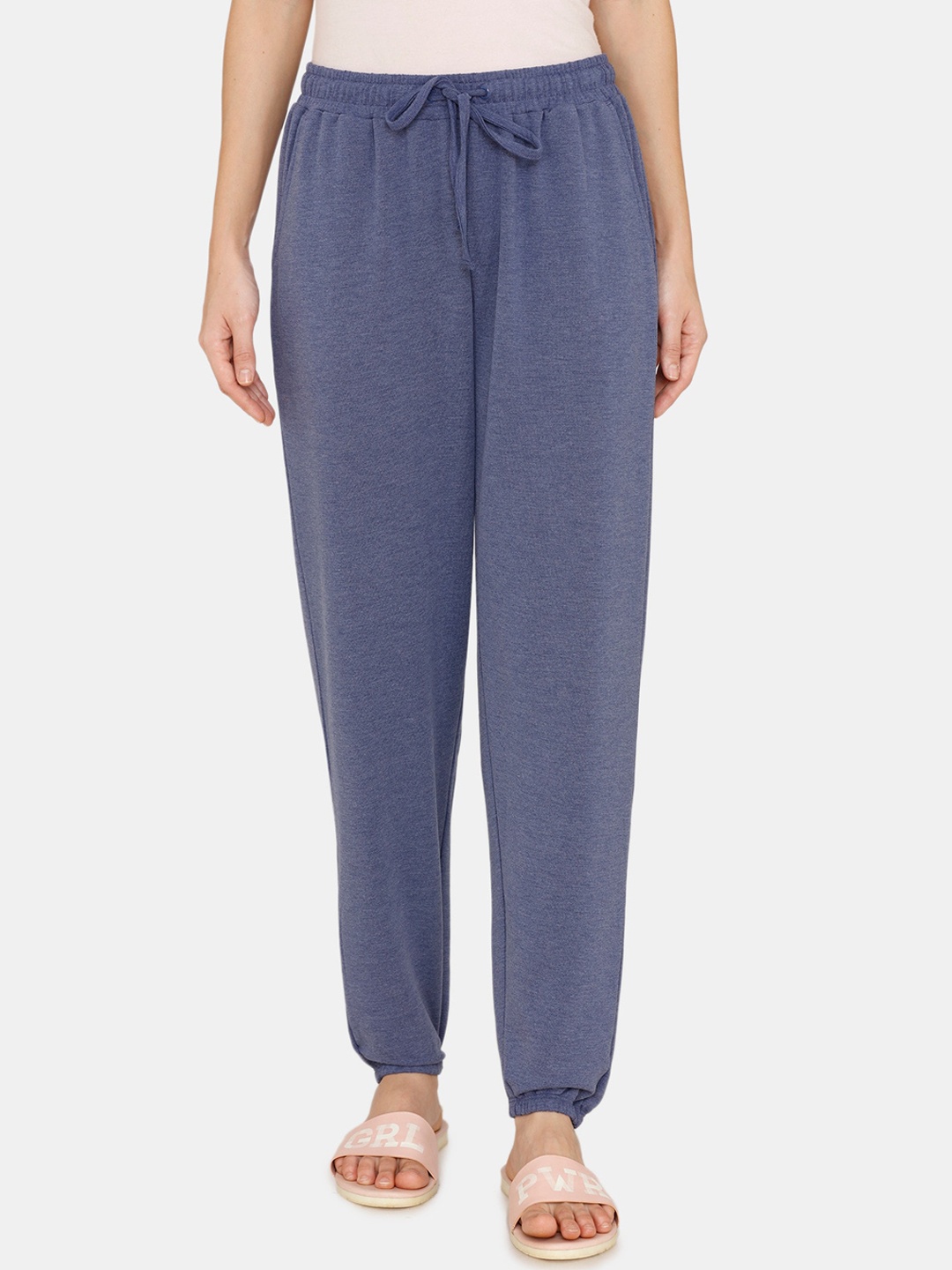 

Zivame Navy Blue Solid Lounge Slouchy Joggers