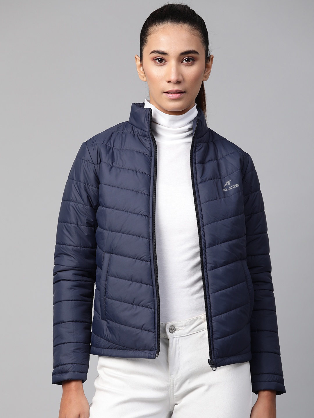 

Alcis Women Navy Blue Solid Padded Jacket