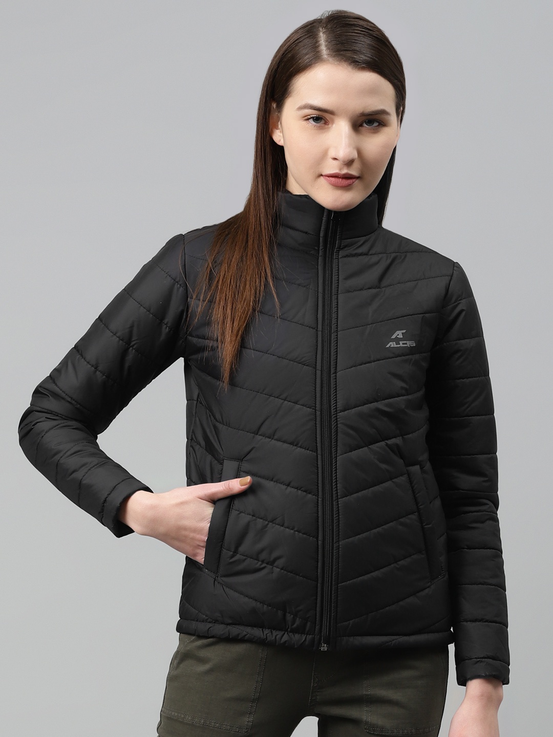 

Alcis Women Black Solid Padded Jacket