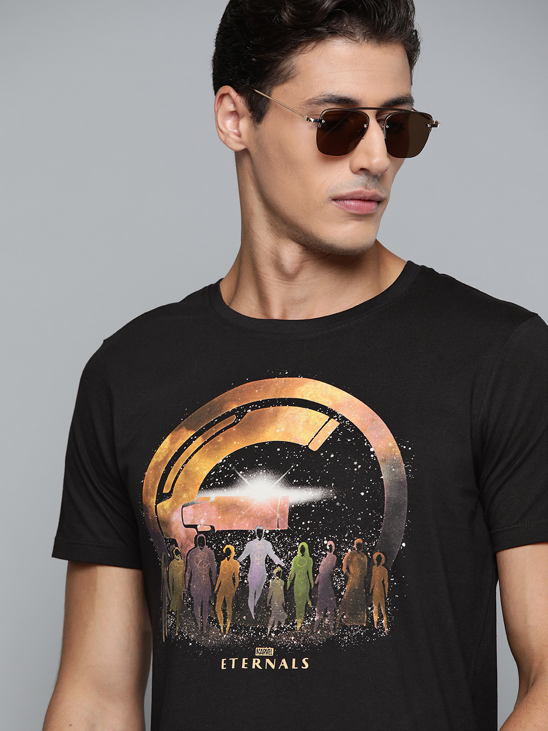 

Kook N Keech Marvel Men Black Mustard Cotton Printed Pure Cotton T-shirt