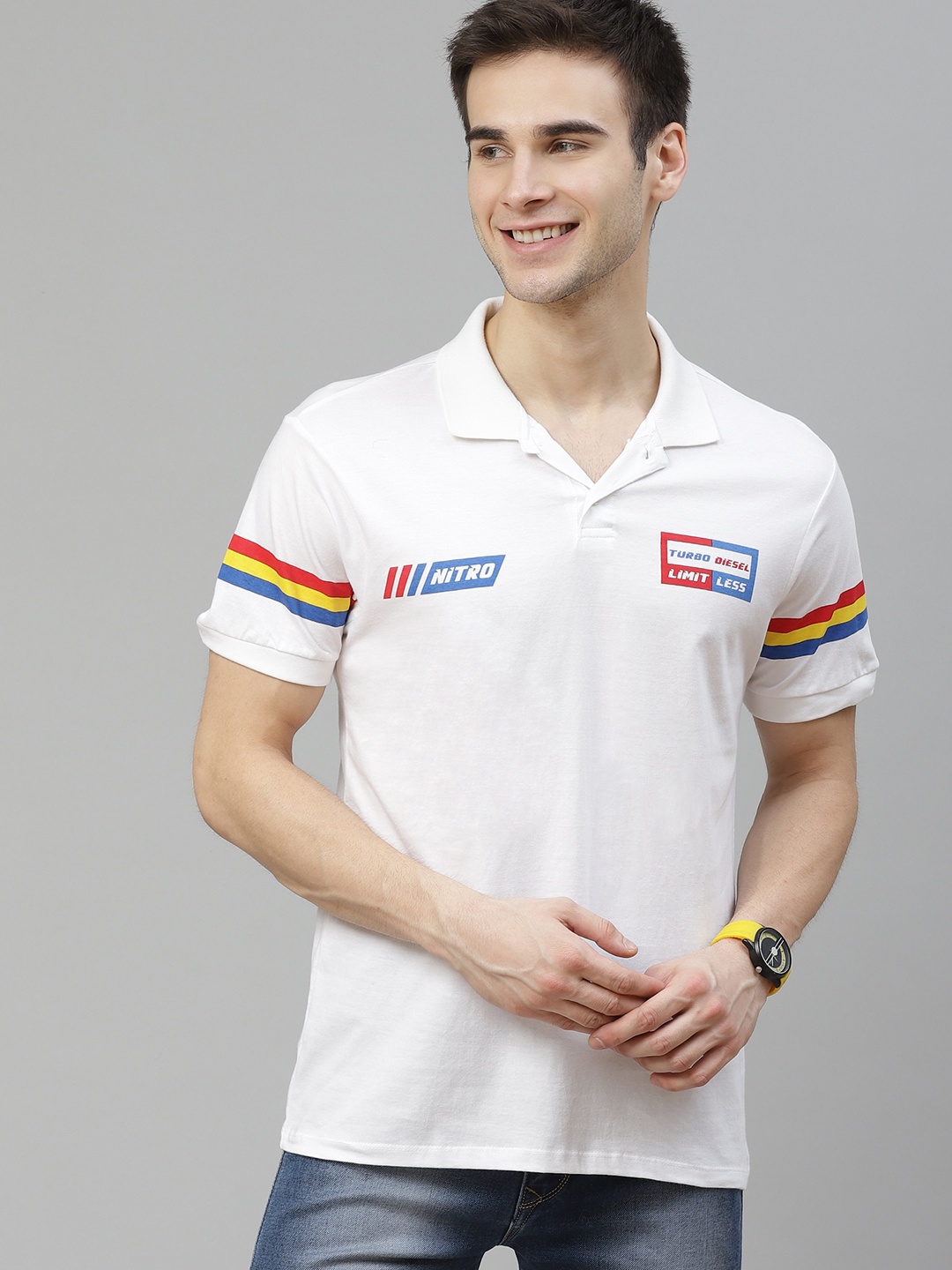 

Kook N Keech Men White Polo Collar T-shirt