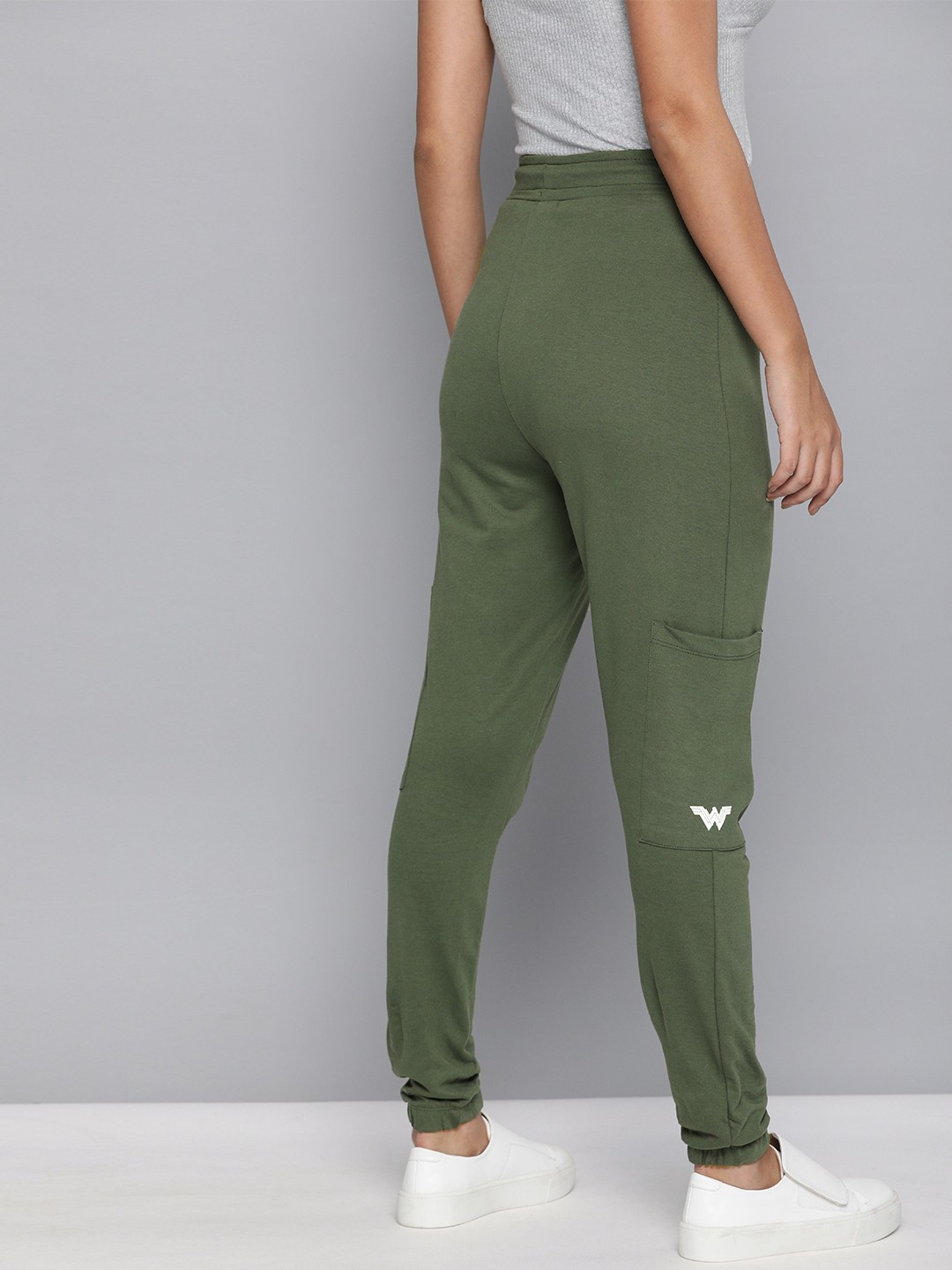 

Kook N Keech Wonder Woman Olive Green Solid Pure Cotton Joggers