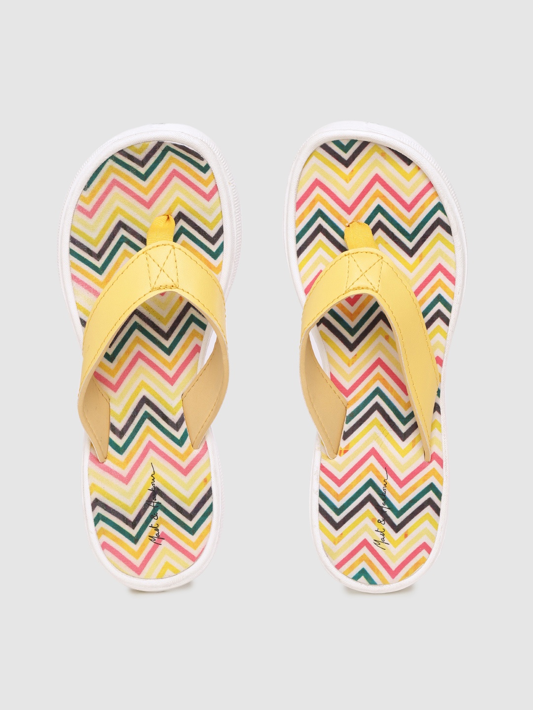 

Mast & Harbour Women Multicoloured Chevron Printed Thong Flip-Flops, Multi