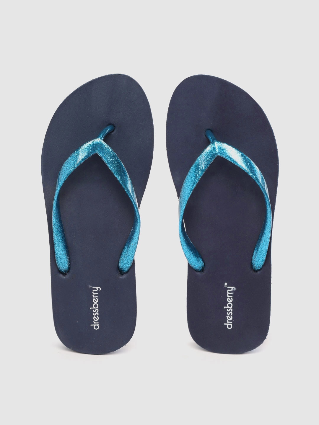 

DressBerry Women Blue Solid Thong Flip-Flops with Shimmer Detail