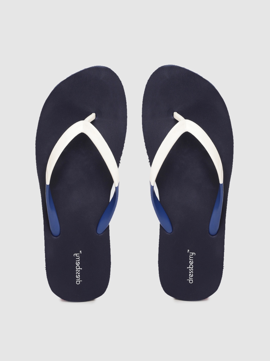 

DressBerry Women White & Blue Colourblocked Thong Flip-Flops