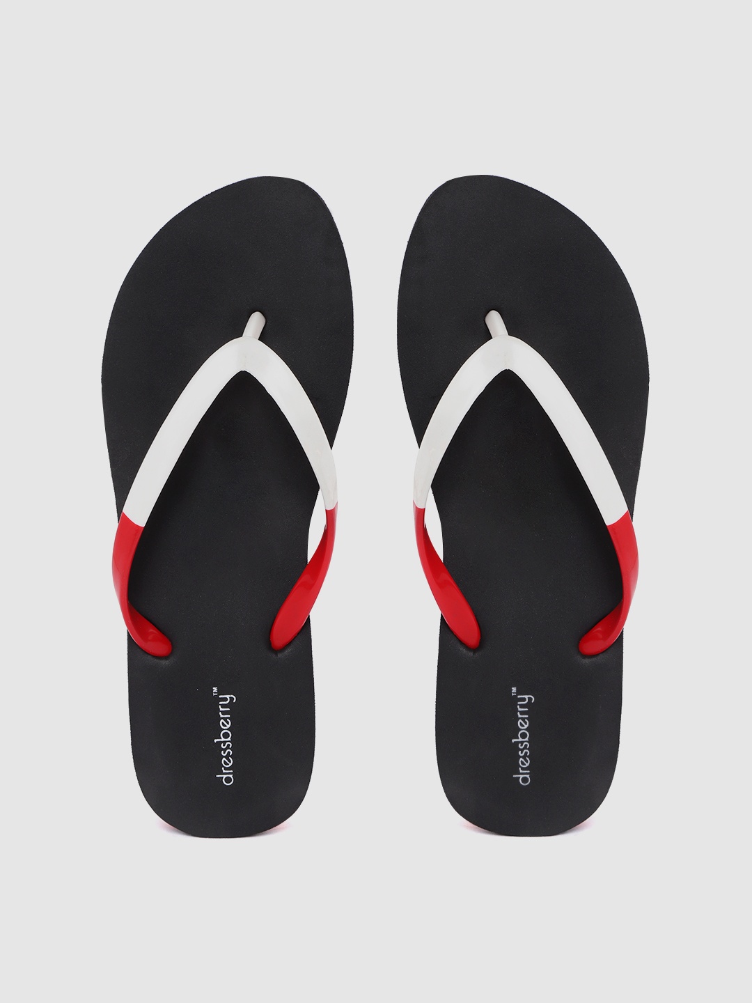 

DressBerry Women White & Red Colourblocked Thong Flip-Flops