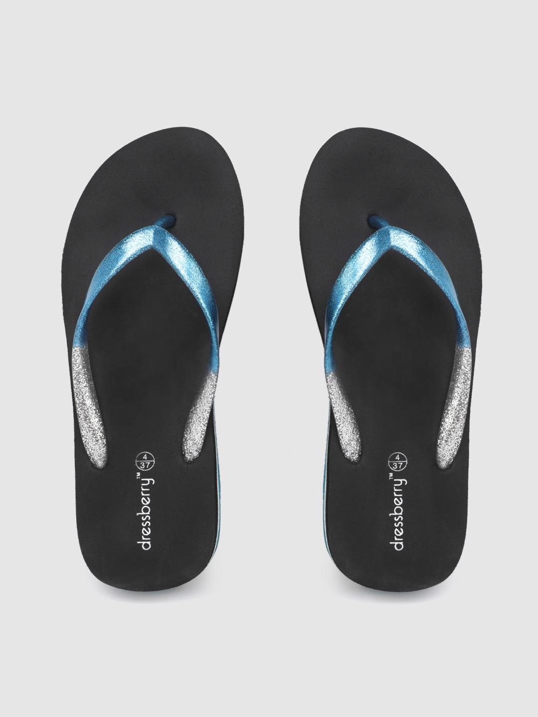 

DressBerry Women Blue & Black Colourblocked Thong Flip-Flops