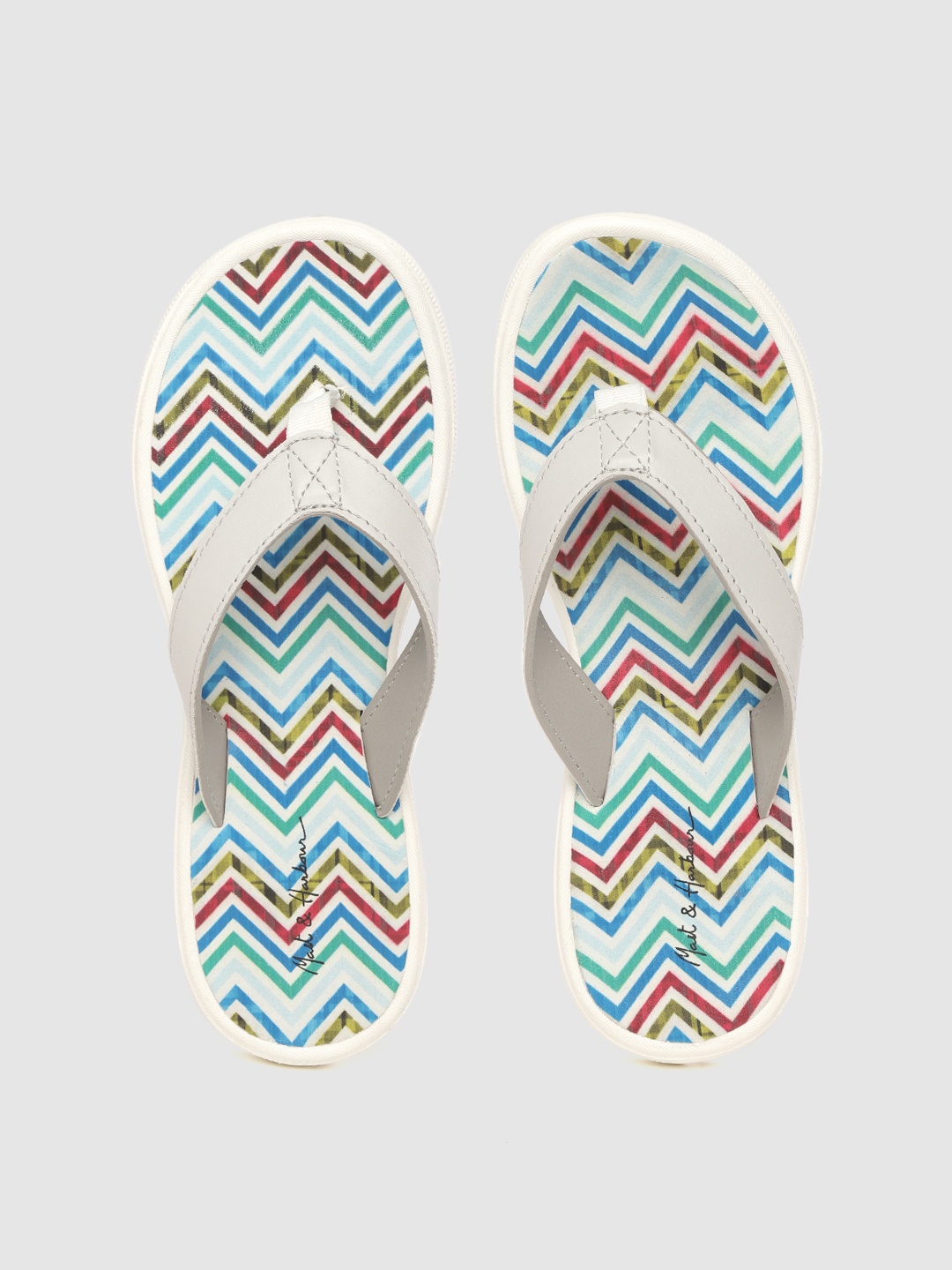 

Mast & Harbour Women Multicoloured Chevron Print Thong Flip-Flops, Multi