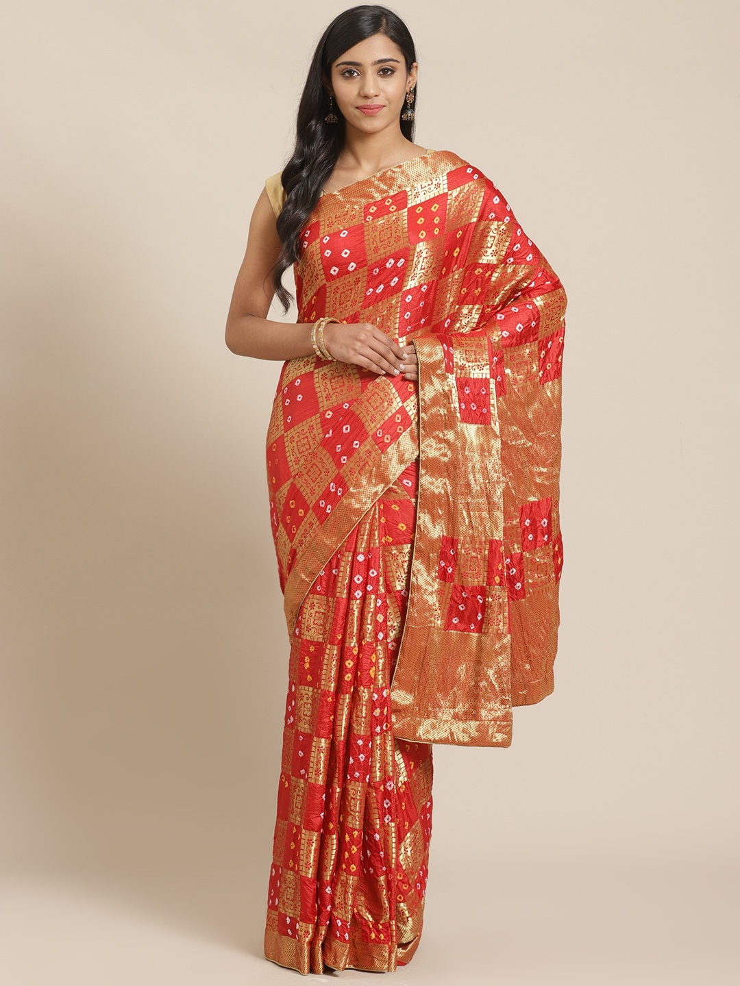 

Mitera Red & Golde Zari Woven Design Banarasi Saree