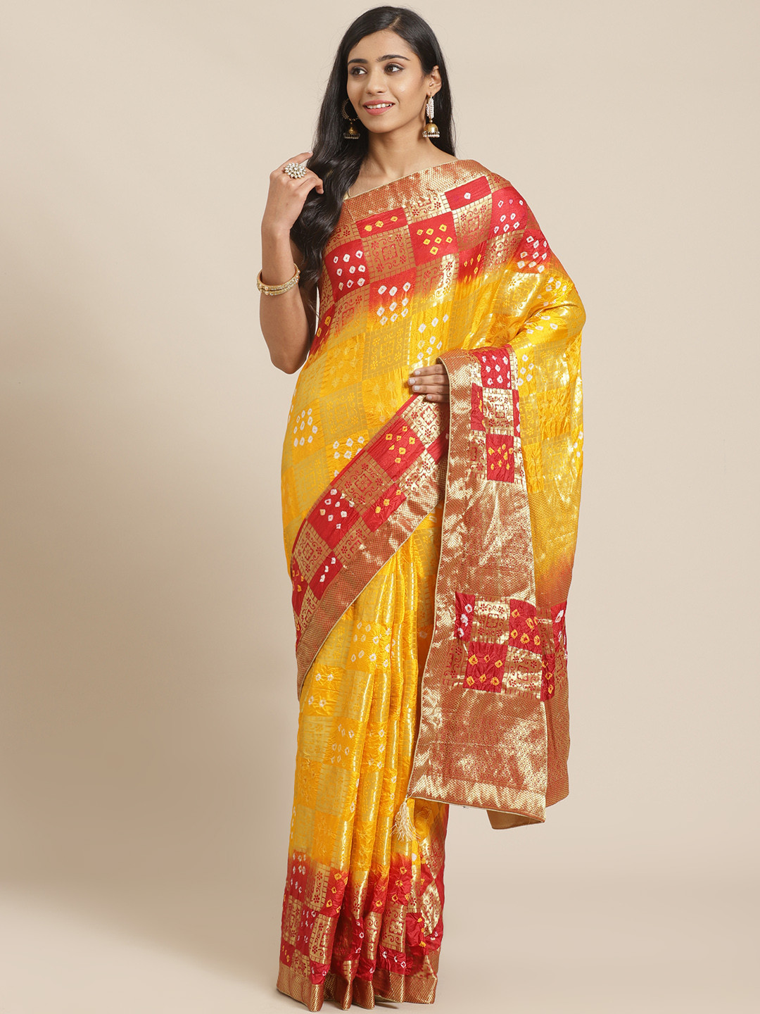 

Mitera Red & Golden Zari Woven Design Banarasi Saree