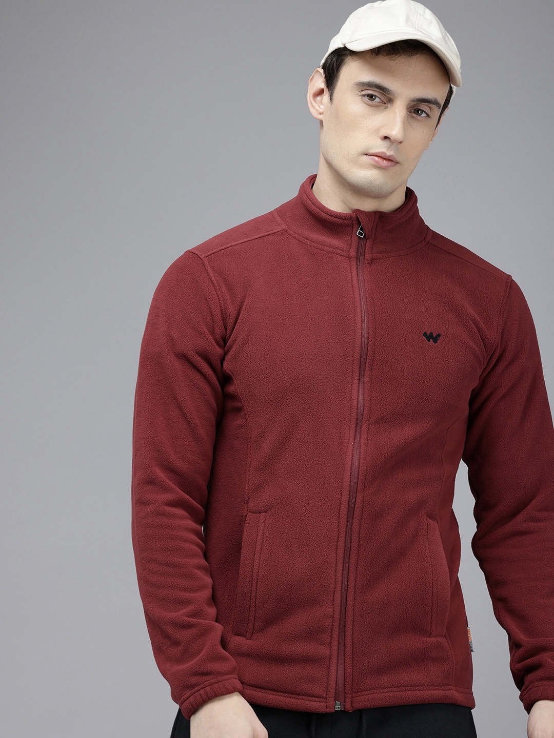 

Wildcraft Fleece Mock Neck Tailored Jacket, Maroon