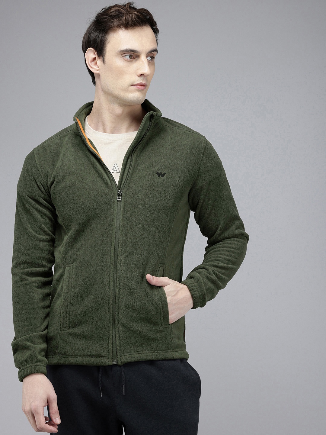 

Wildcraft Fleece Mock Neck Tailored Jacket, Olive