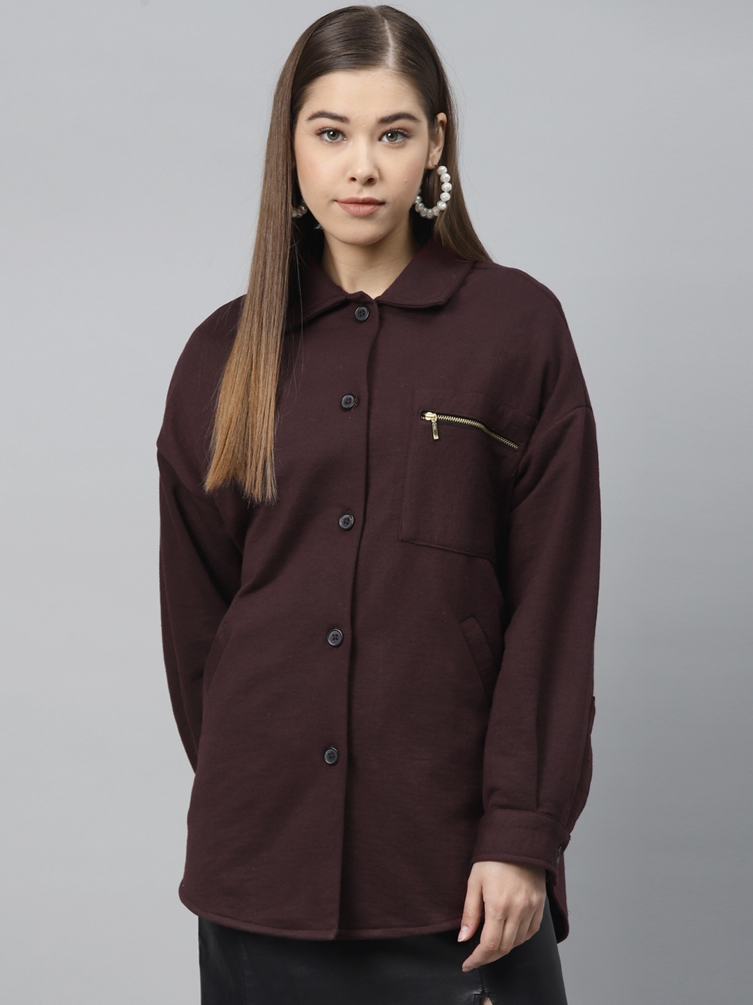 

SCOUP Women Burgundy Solid Tailored Jacket
