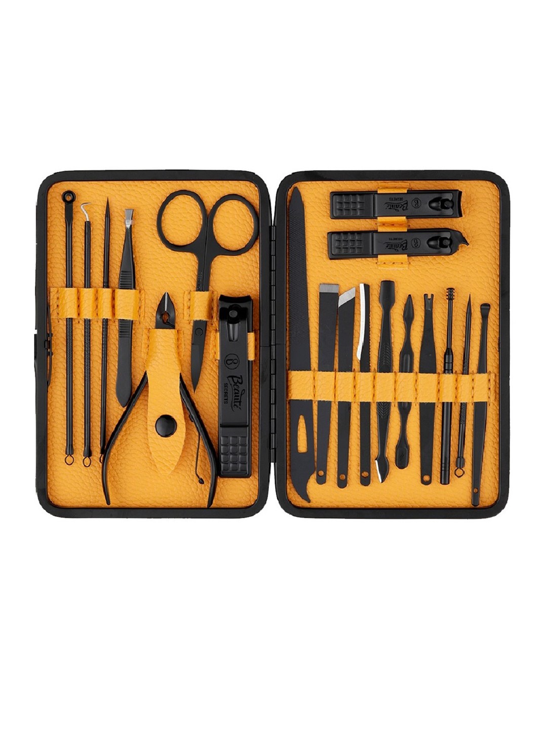 

Beaute Secrets 19 Pcs Manicure & Pedicure Tools Set With Leather Travel Case, Black
