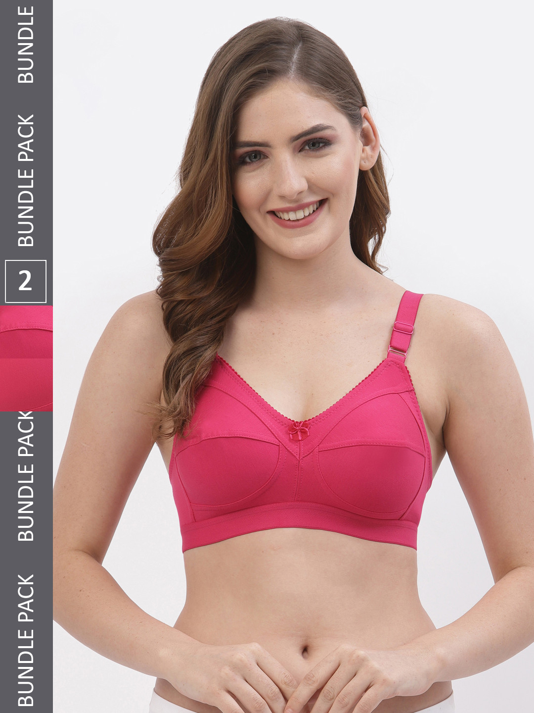 

Floret Pack of 2 Solid Non-Wired Non Padded Everyday Bras T3061, Pink
