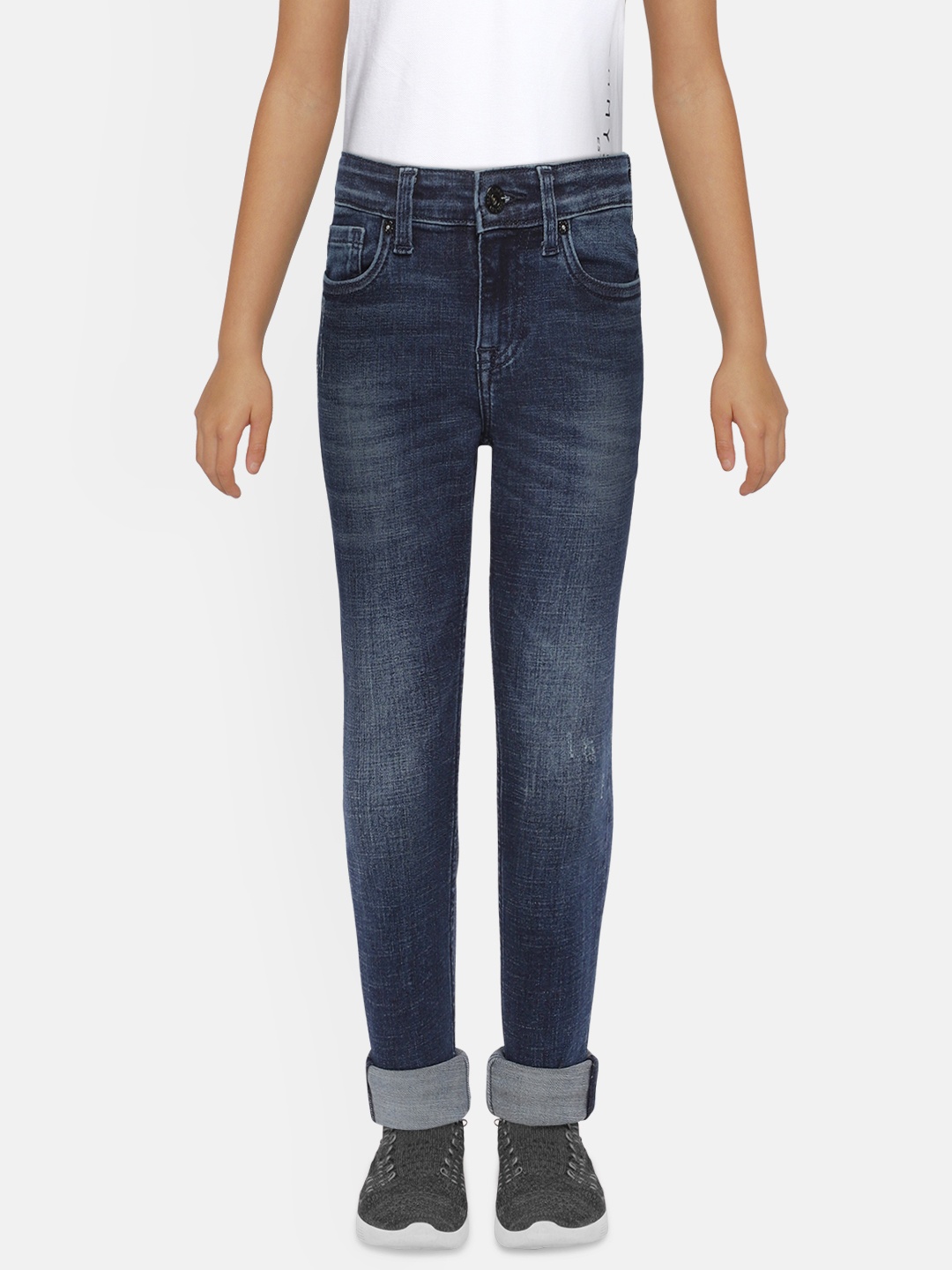 

Jack & Jones Boys Navy Blue Skinny Fit Low-Rise Clean Look Stretchable Jeans