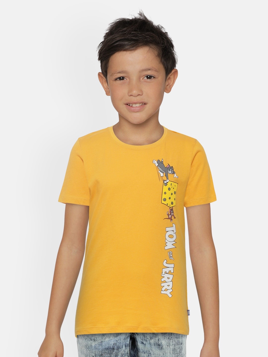 

Jack & Jones Boys Yellow Printed Round Neck T-shirt