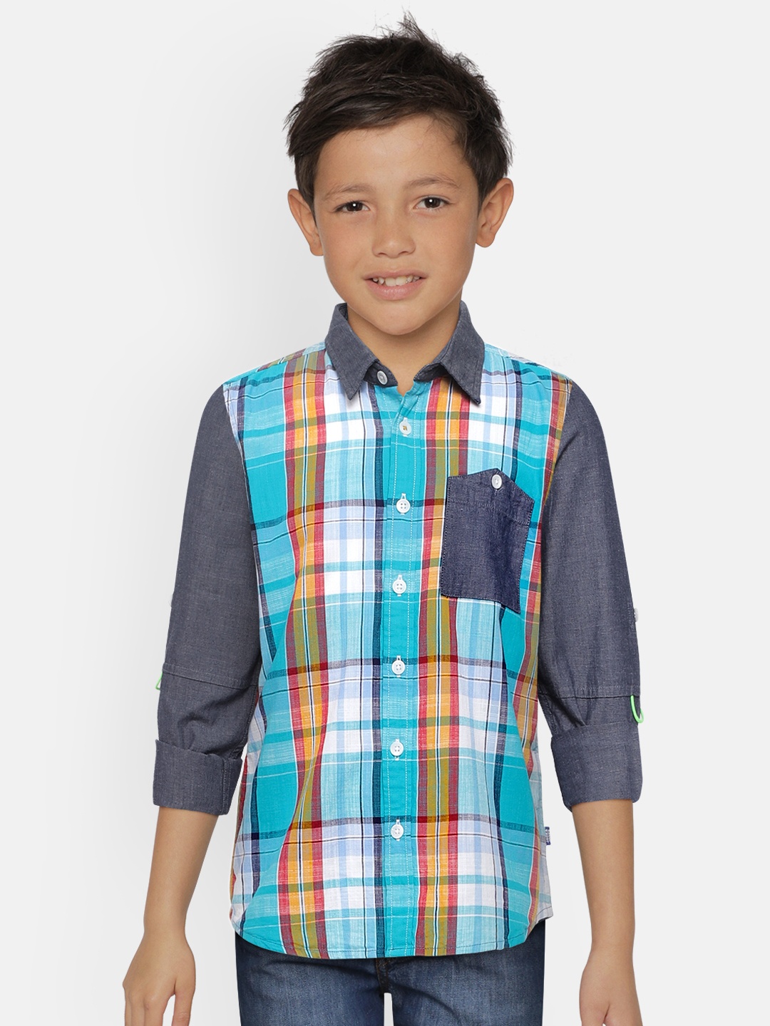 

Jack & Jones Boys Blue & Grey Slim Fit Checked Casual Shirt