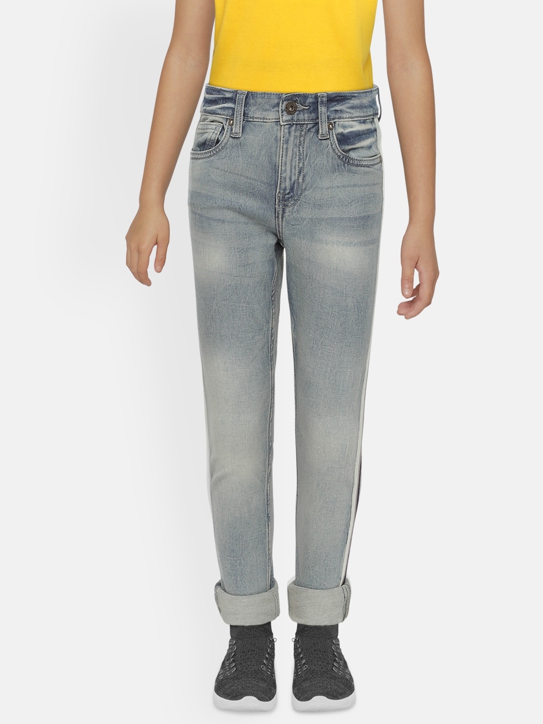 

Jack & Jones Boys Blue Slim Fit Mid-Rise Clean Look Jeans