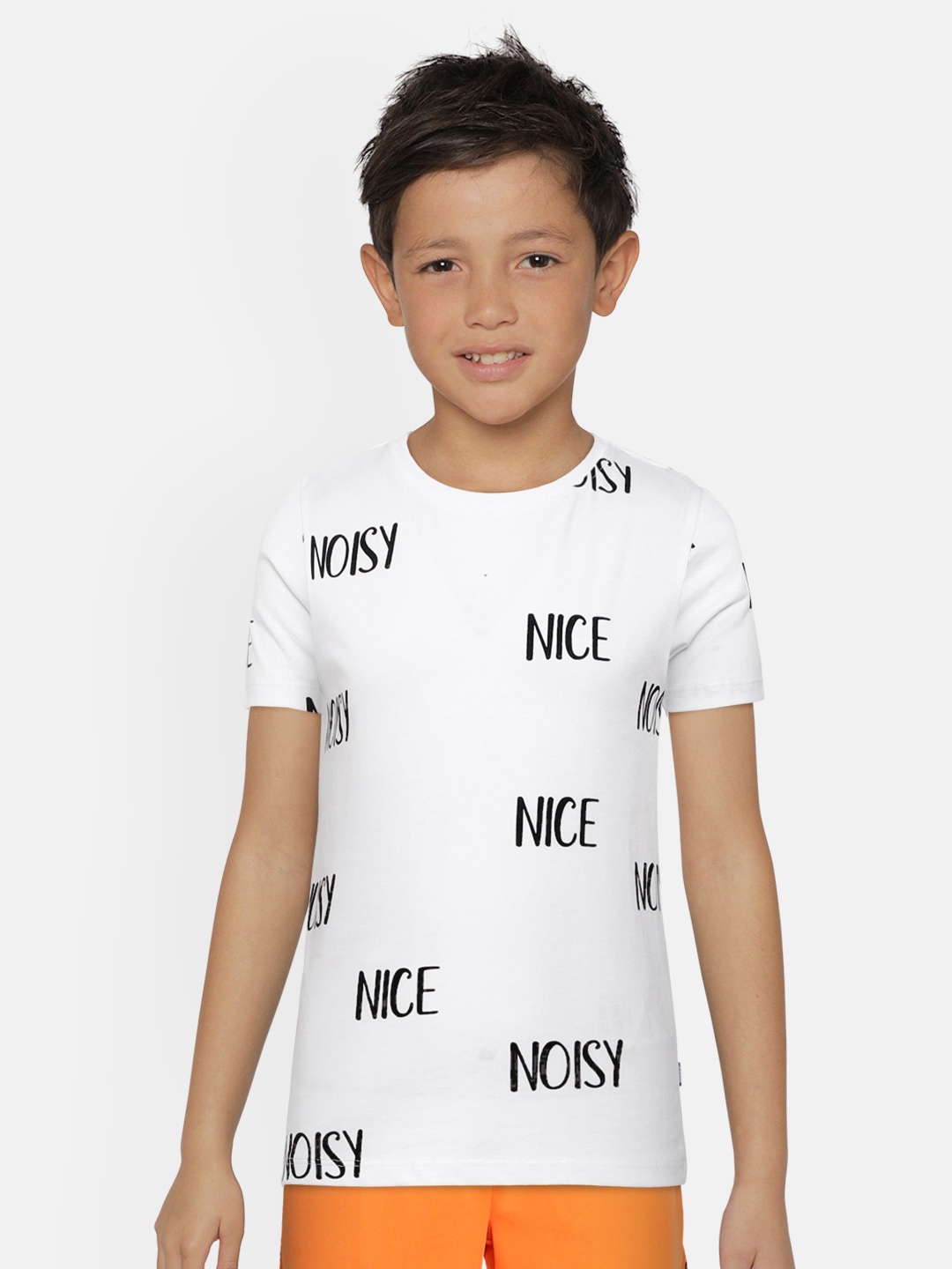 

Jack & Jones Boys White Printed JJJR NOISY AOP SS Round Neck T-shirt