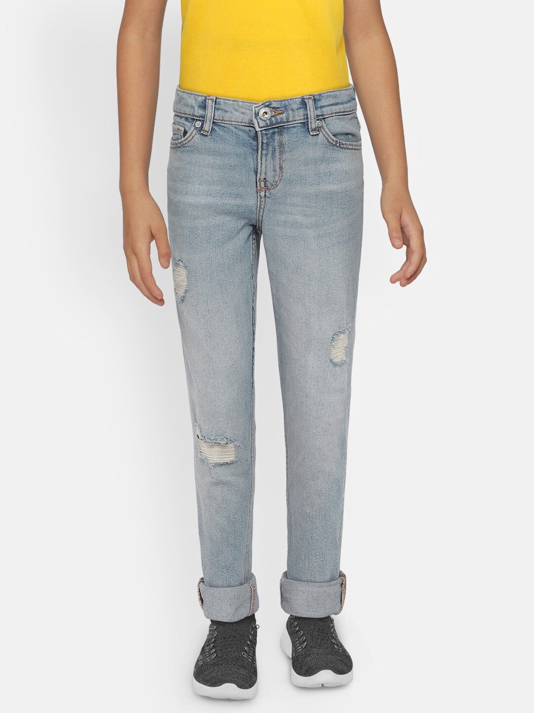 

Jack & Jones Boys Blue Slim Fit Mid-Rise Low Distress Jeans