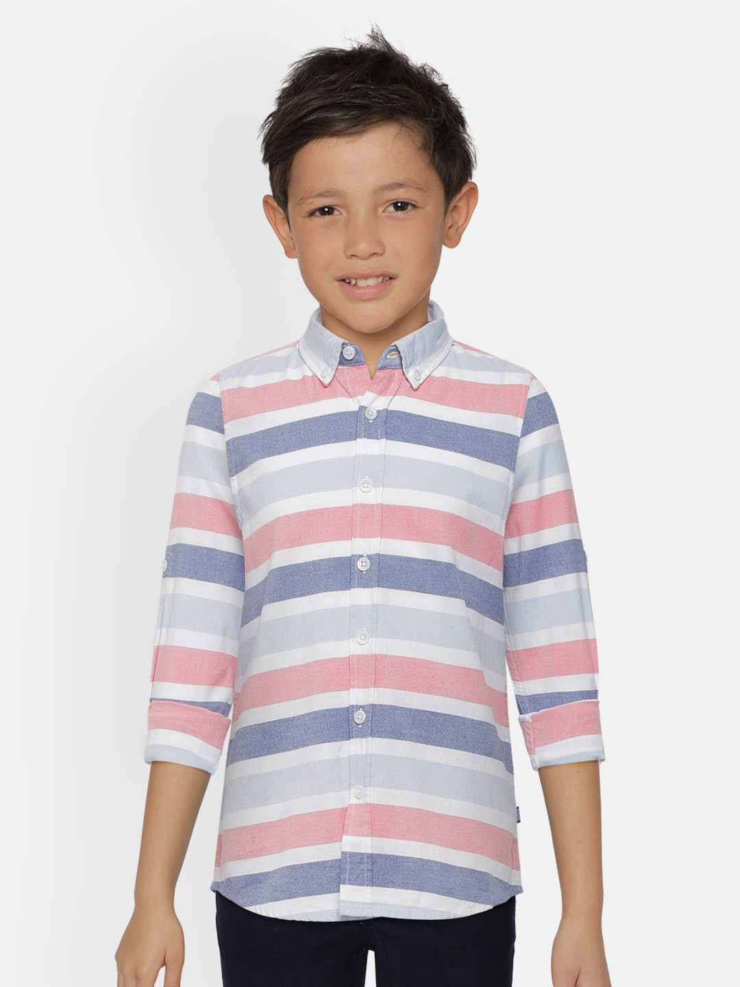 

Jack & Jones Boys Pink & White Slim Fit Striped Casual Shirt