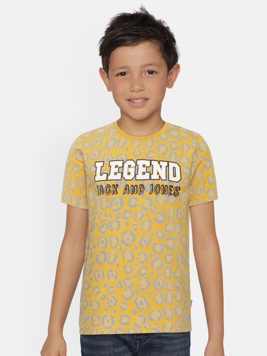 

Jack & Jones Boys Mustard Yellow Organic Cotton Printed Sustainable T-shirt