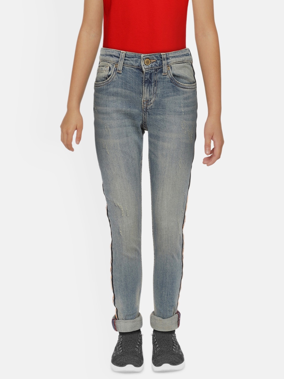 

Jack & Jones Boys Blue Skinny Fit Low-Rise Low Distress Stretchable Jeans