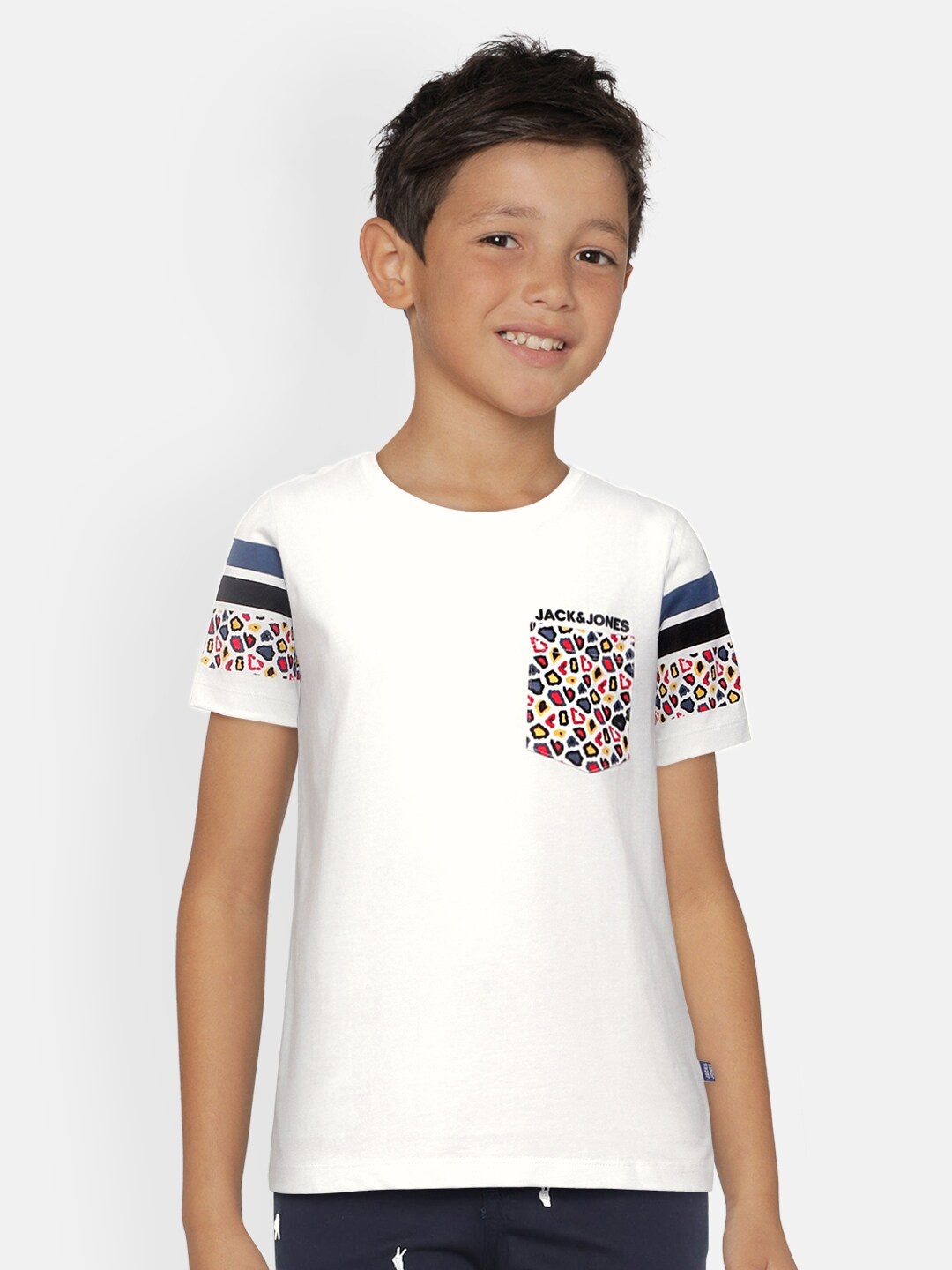 

Jack & Jones Boys White Organic Cotton Printed Sustainable T-shirt