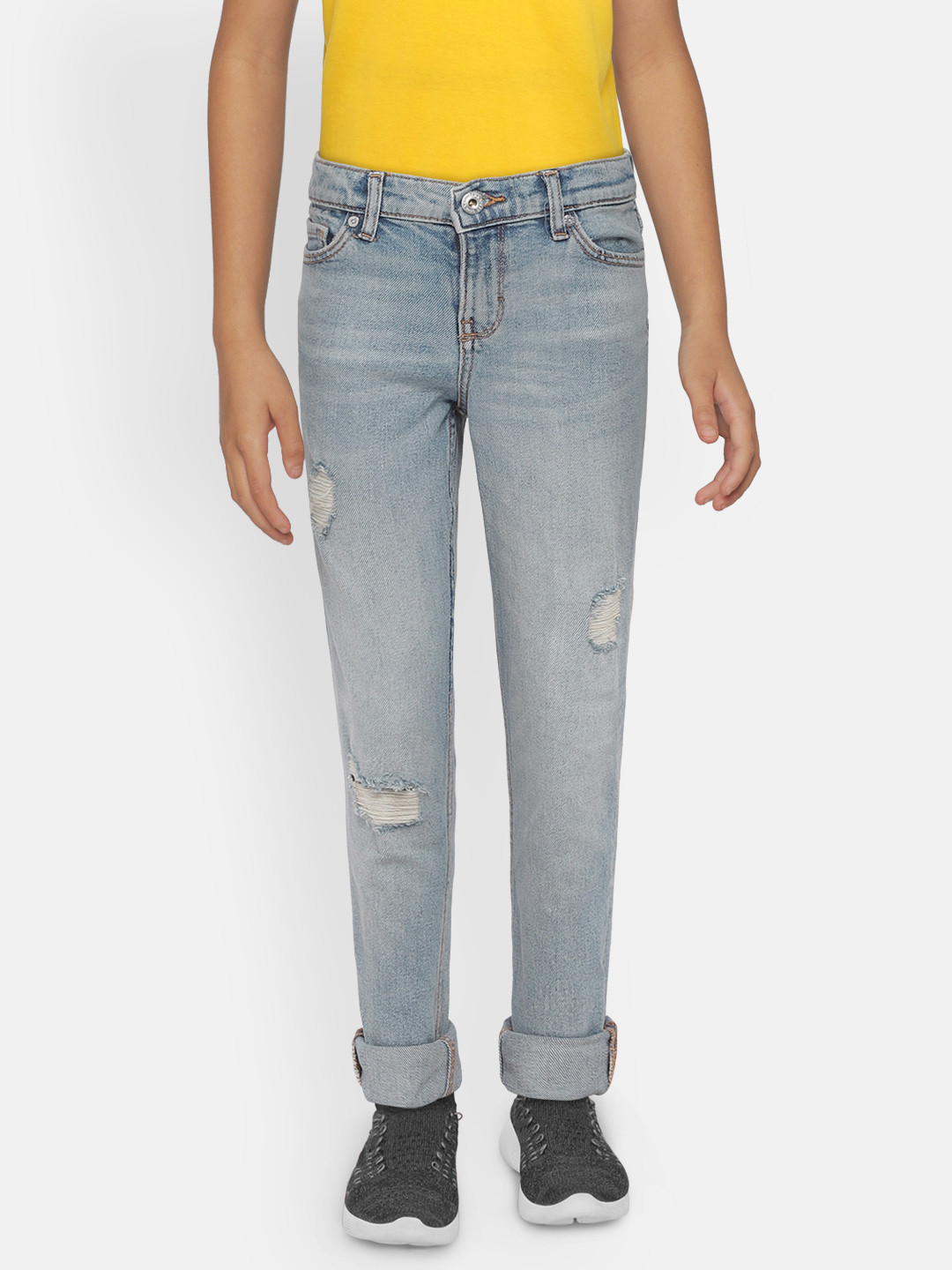 

Jack & Jones Boys Blue Slim Fit Mid-Rise Low Distress Jeans