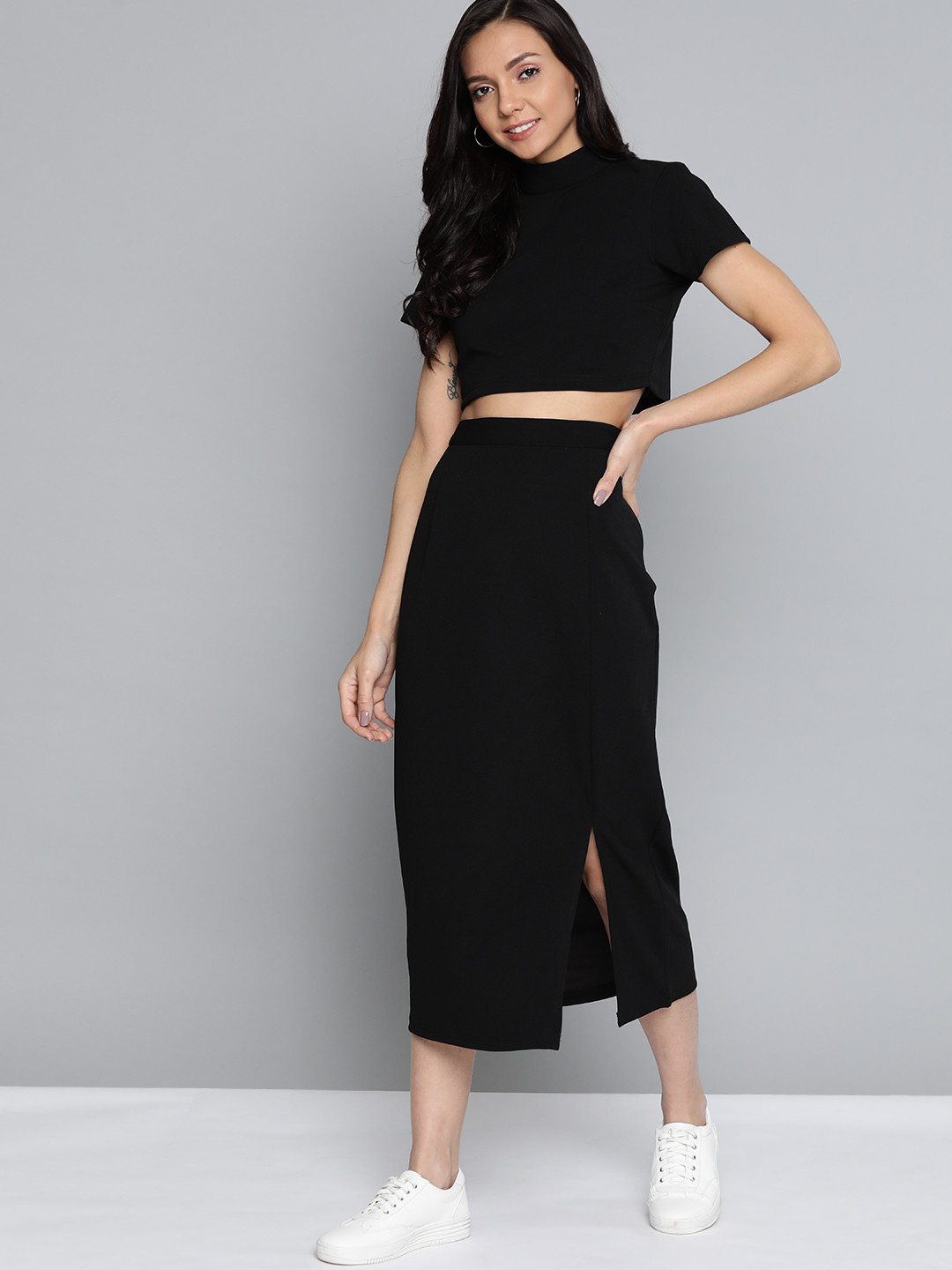 

Mast & Harbour Women Black Solid Co-ordinate Sets Dress