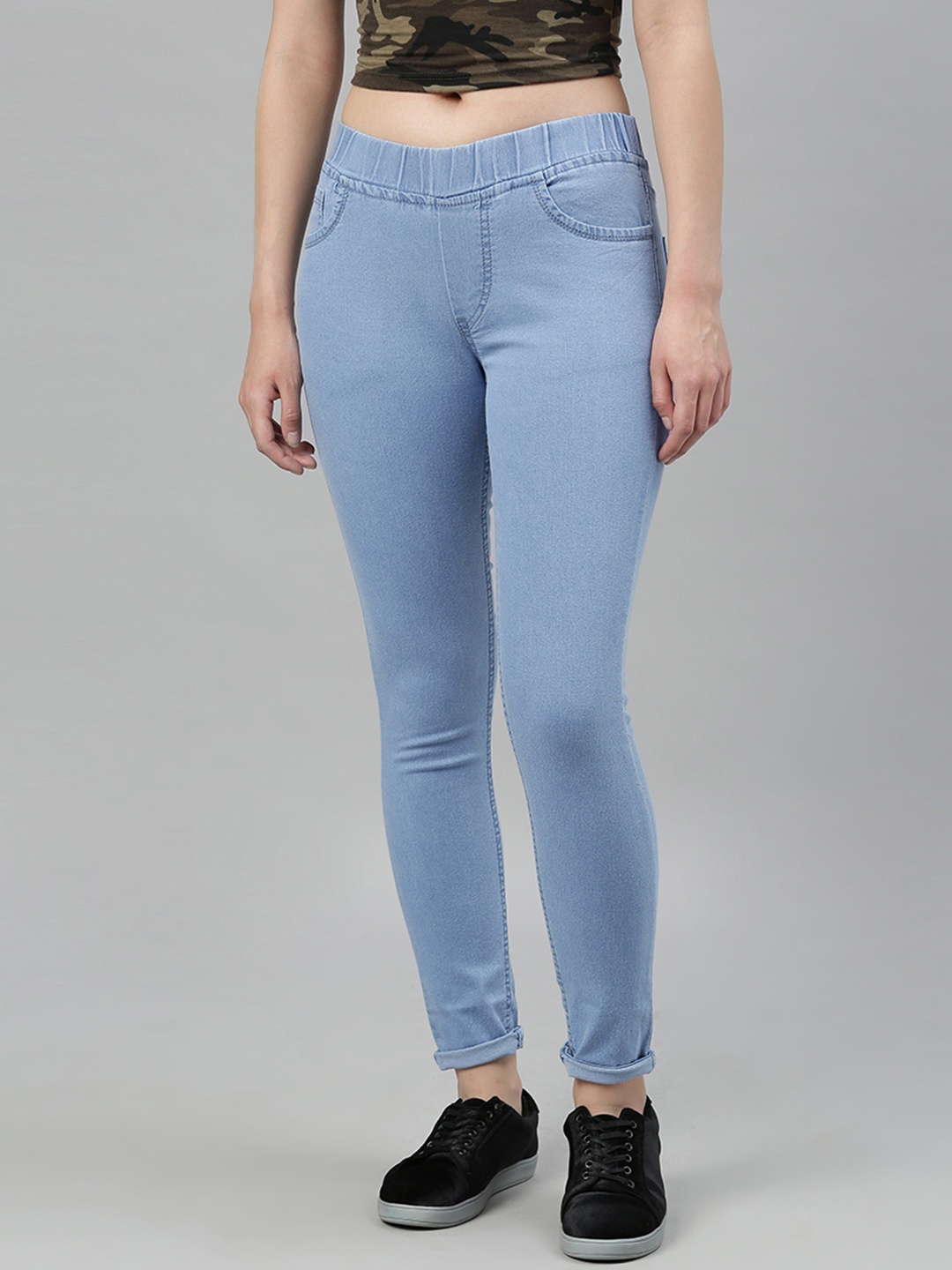 

ADBUCKS Women Blue Slim Fit Solid Denim Jeggings