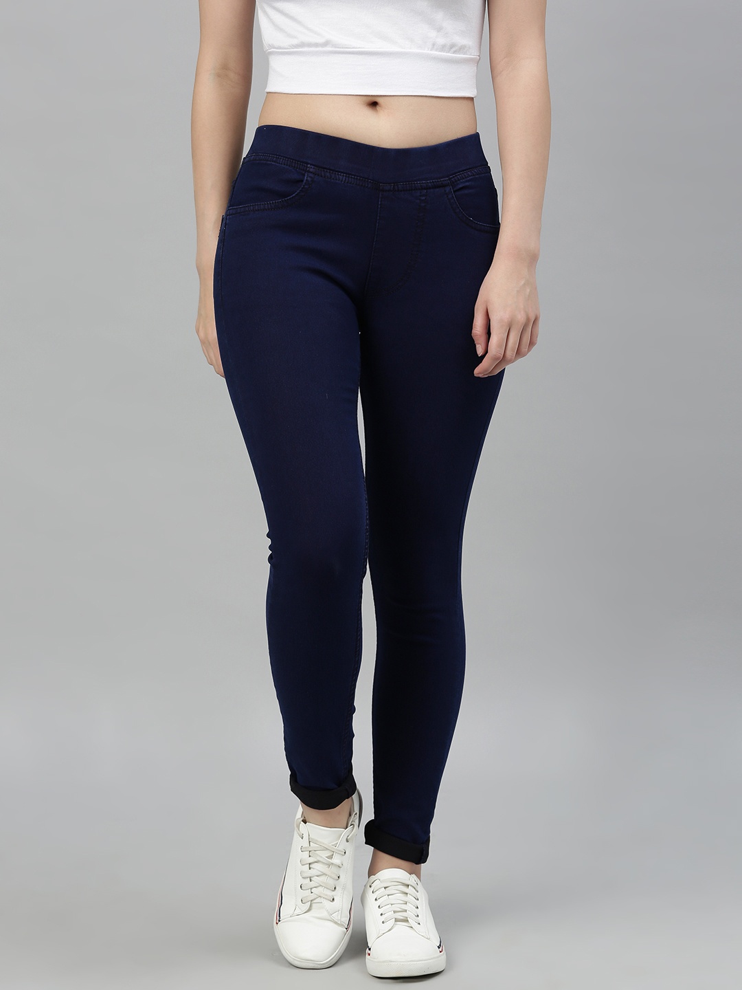 

ADBUCKS Women Navy Blue Solid Slim Fit Stretchable Denim Jeggings