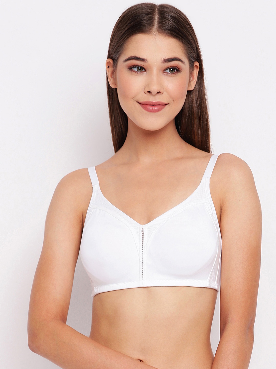 

Enamor White Fab-Cool M-frame Jiggle Control Cotton Bra Non Padded and Wirefree