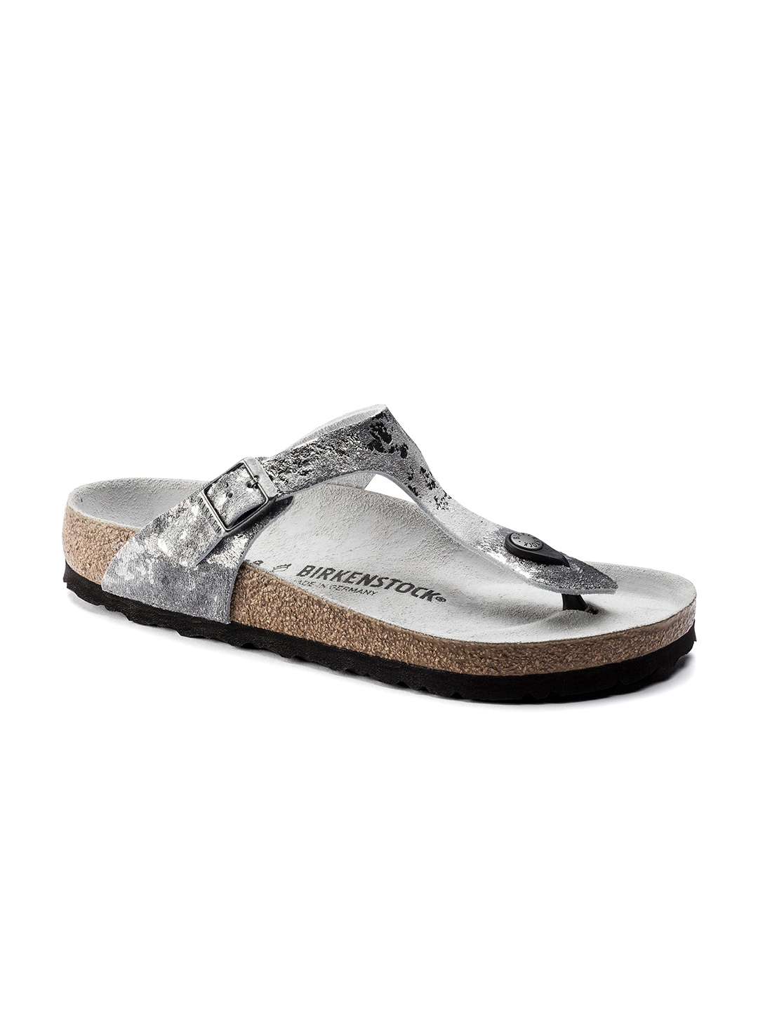 

Birkenstock Women Gizeh Silver-Toned Regular Width Flats