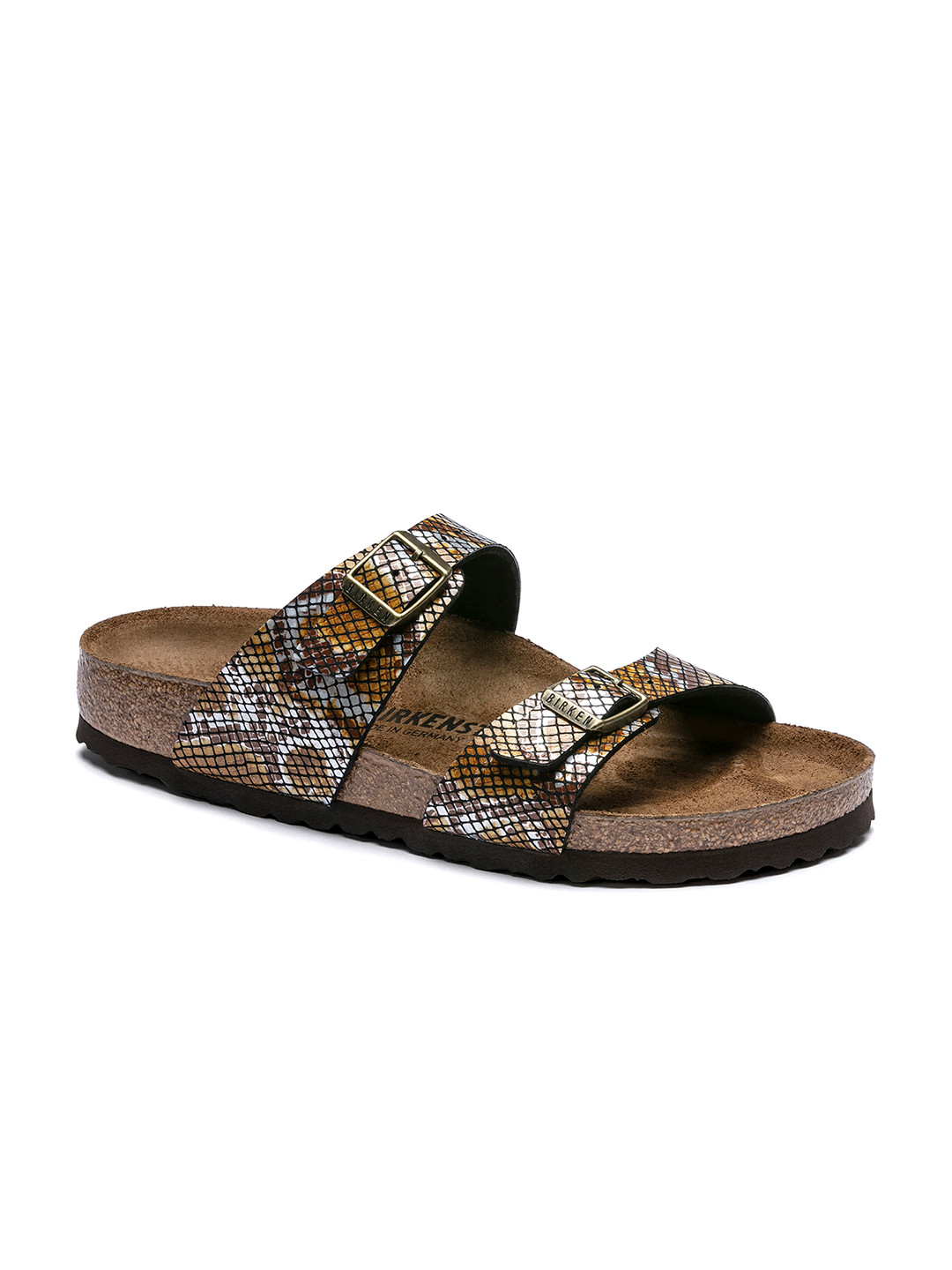 

Birkenstock Women Brown Textured Sydney Narrow Width Flats