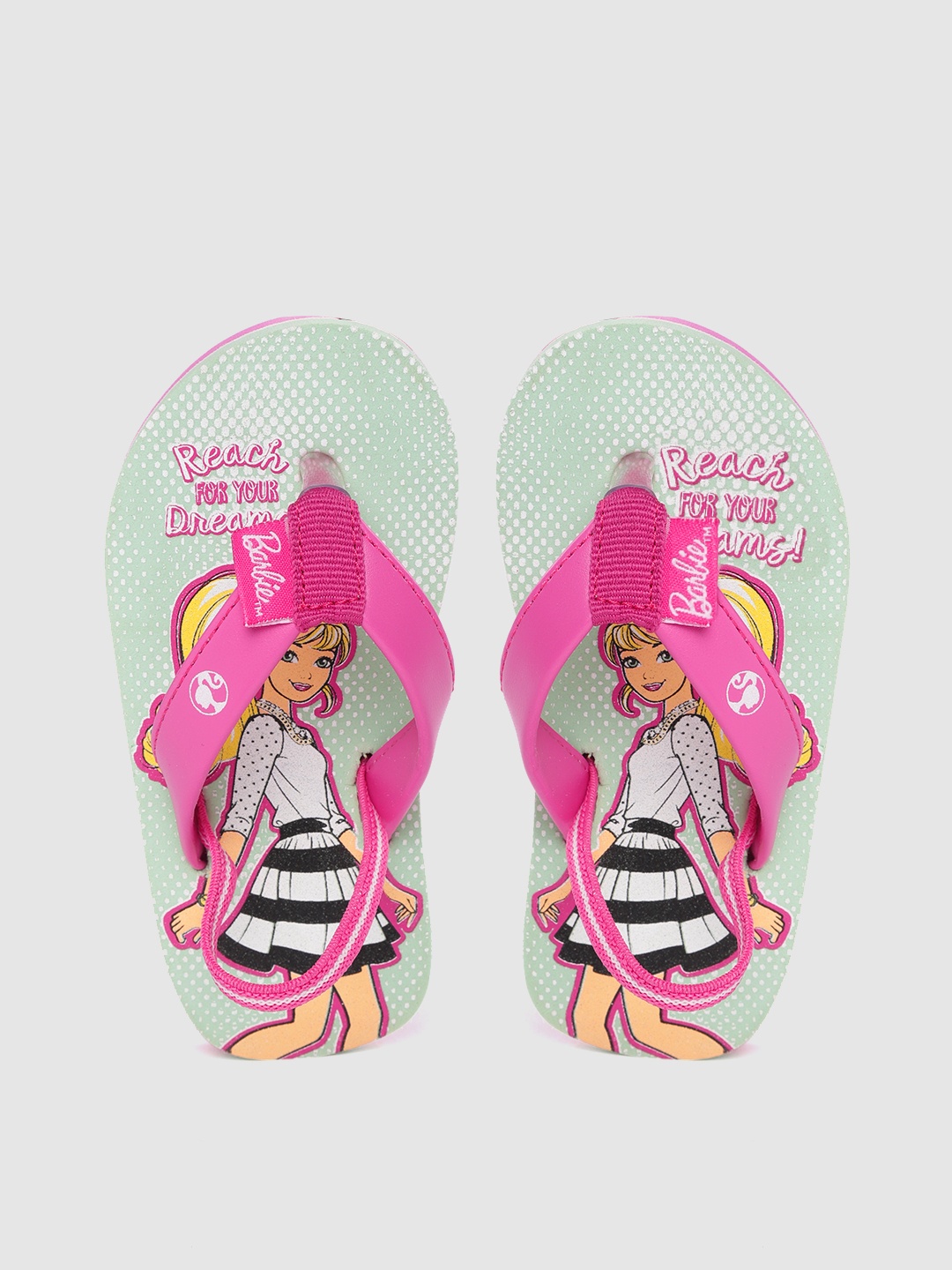 

toothless Girls Pink & Mint Green Printed Thong Flip-Flops