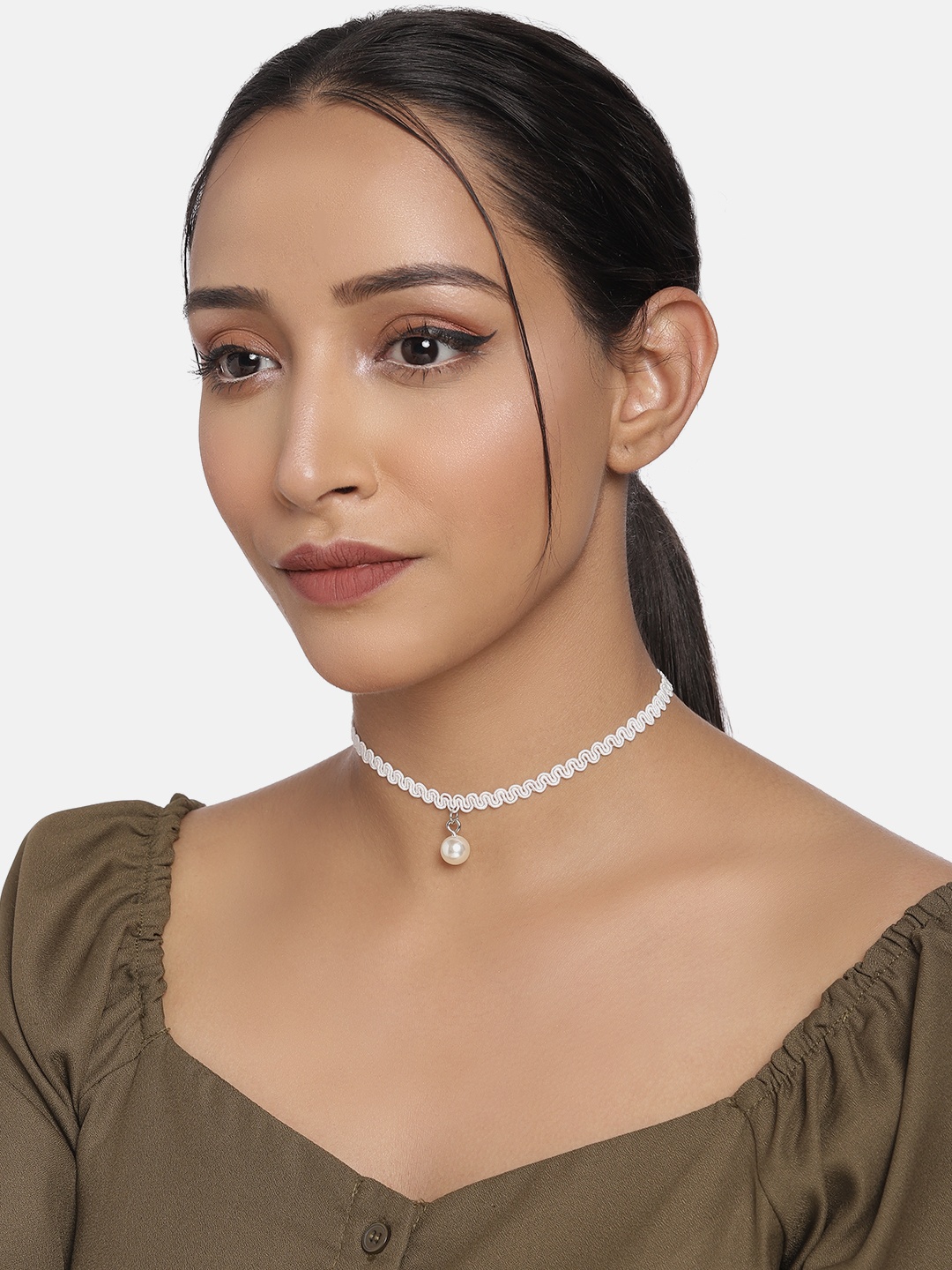 

DressBerry Women White Choker Necklace