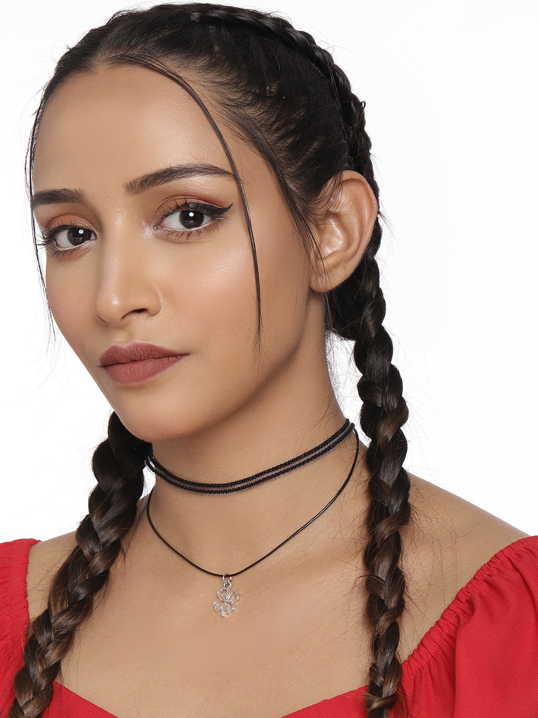 

DressBerry Black Lace Design Layered Choker Necklace