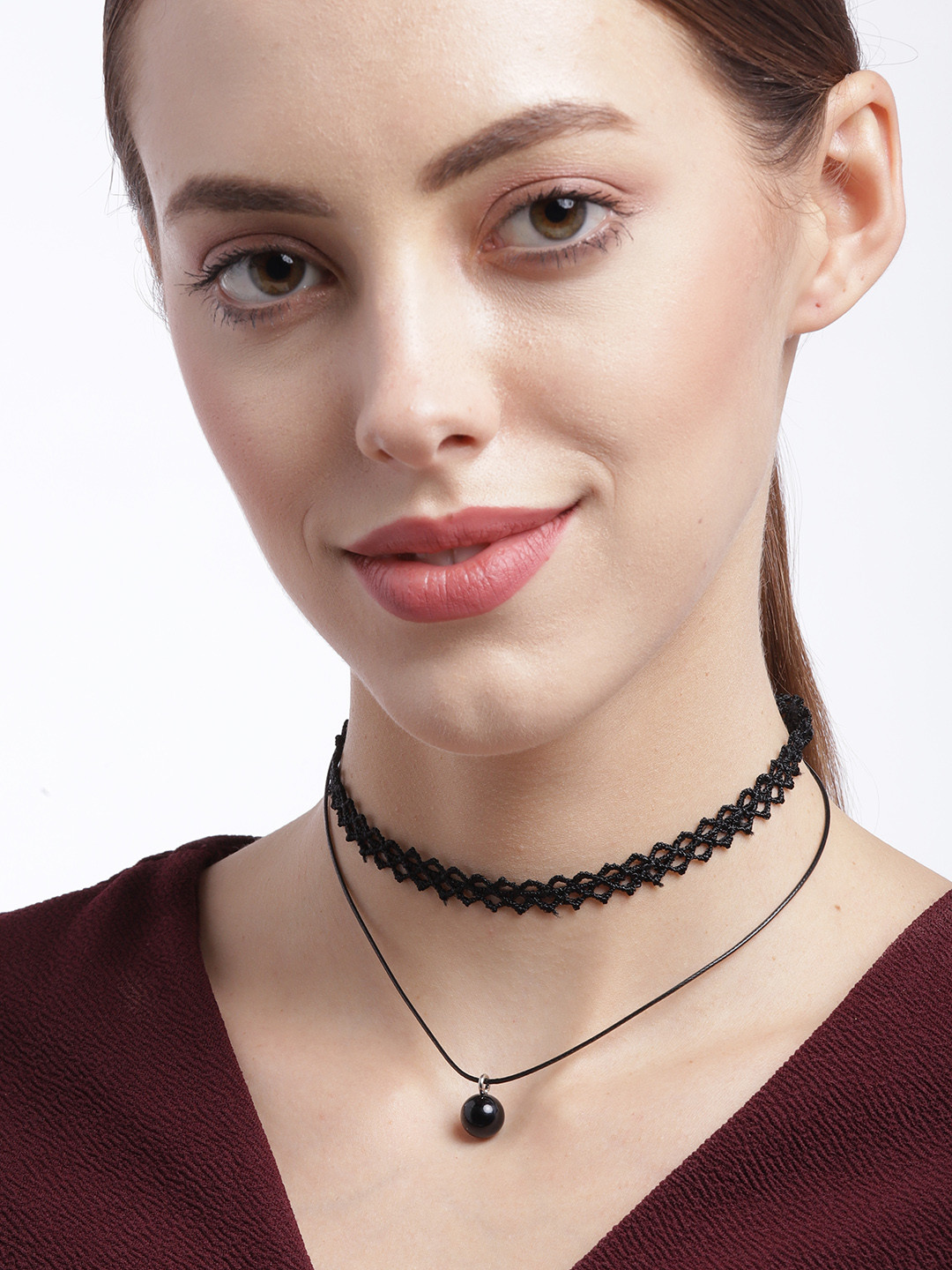 

DressBerry Black Layered Beaded Choker Necklace